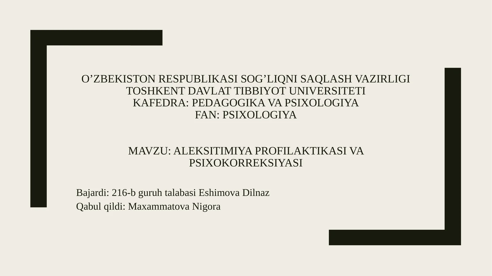 Aleksitimiya profilaktikasi va psixokorreksiyasi