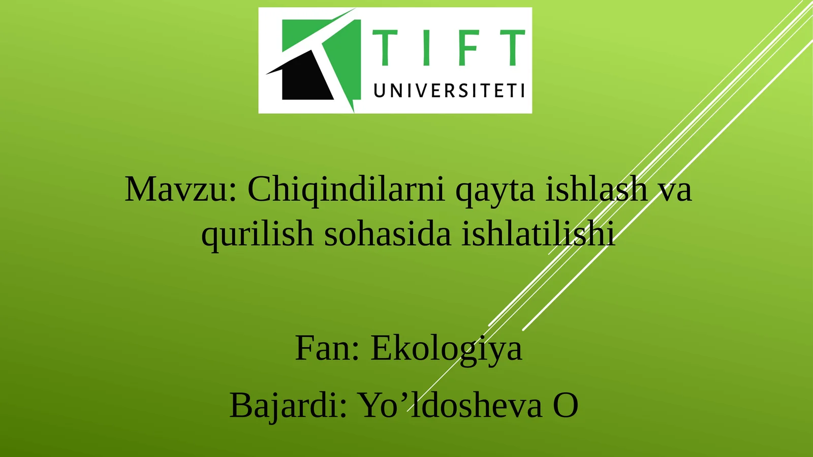 Chiqindilarni qayta ishlash va qurilish sohasida ishlatilishi