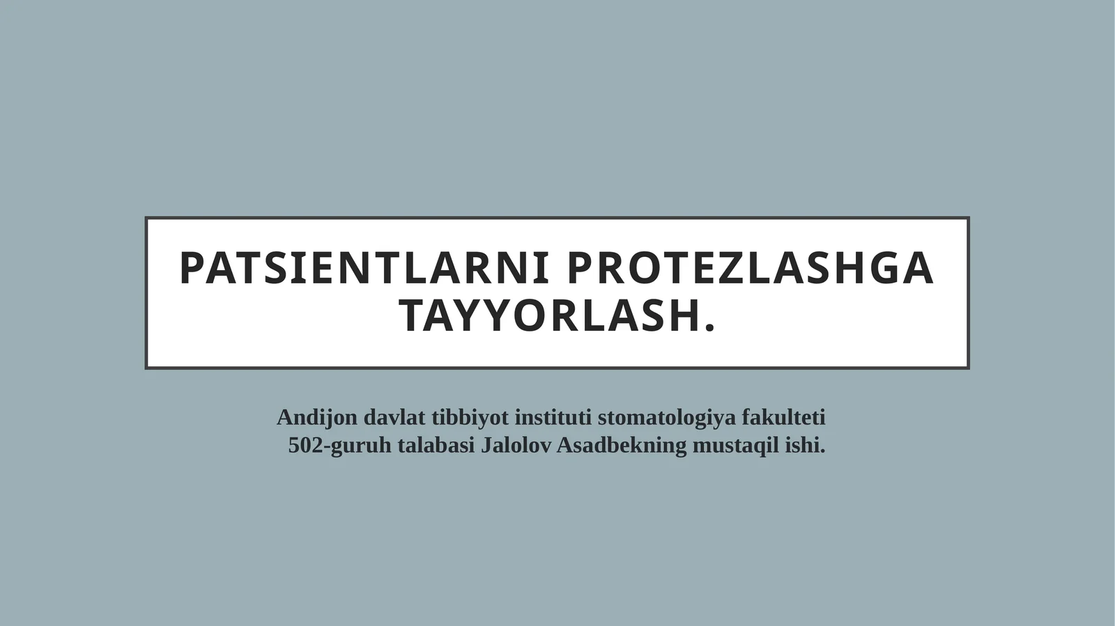 To'liq olib qo'yiladigan tish protezlariga og'iz bo'shlig'ini tayyorlash