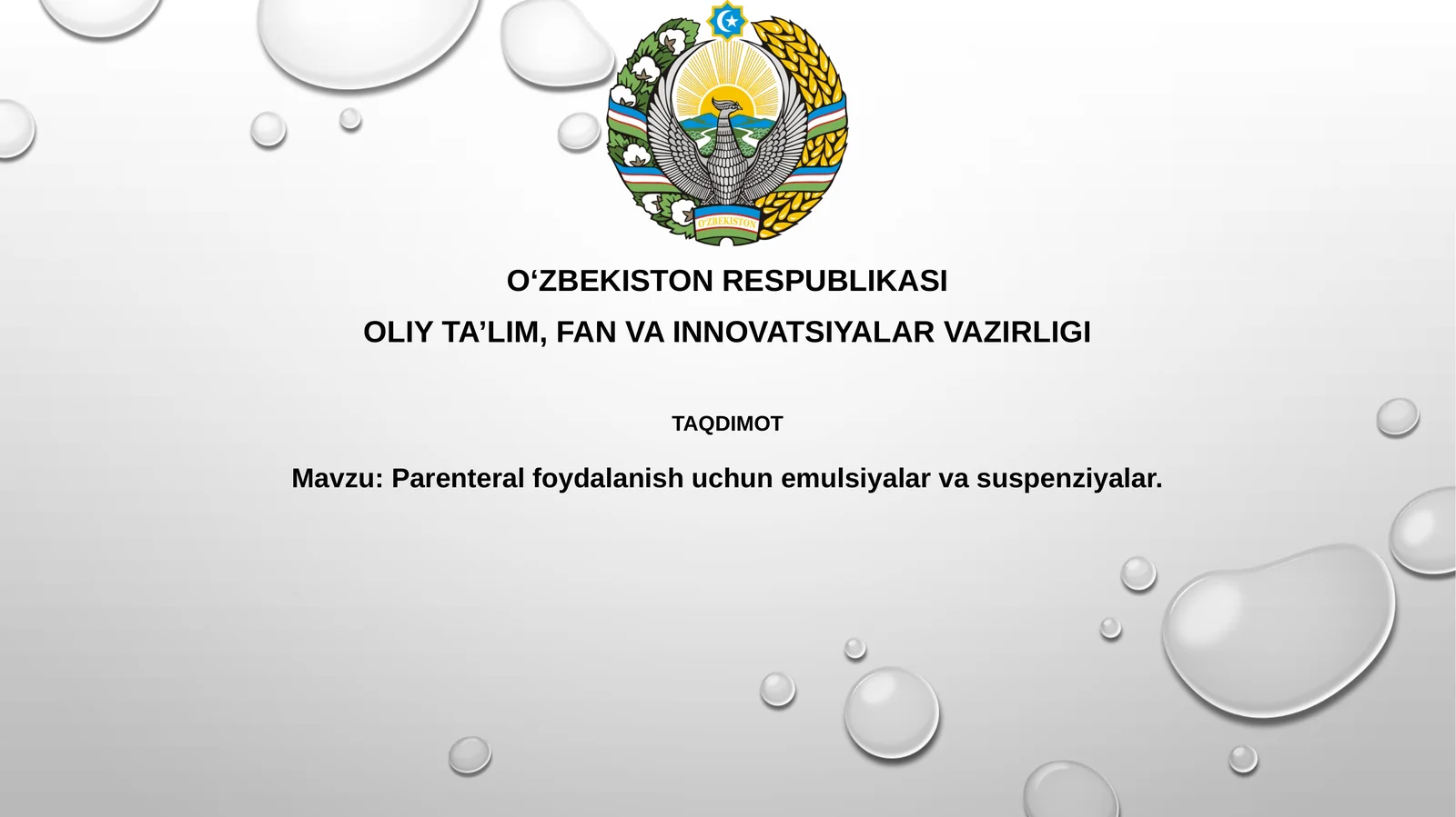 Parenteral emulsiyalar va suspenziyalar