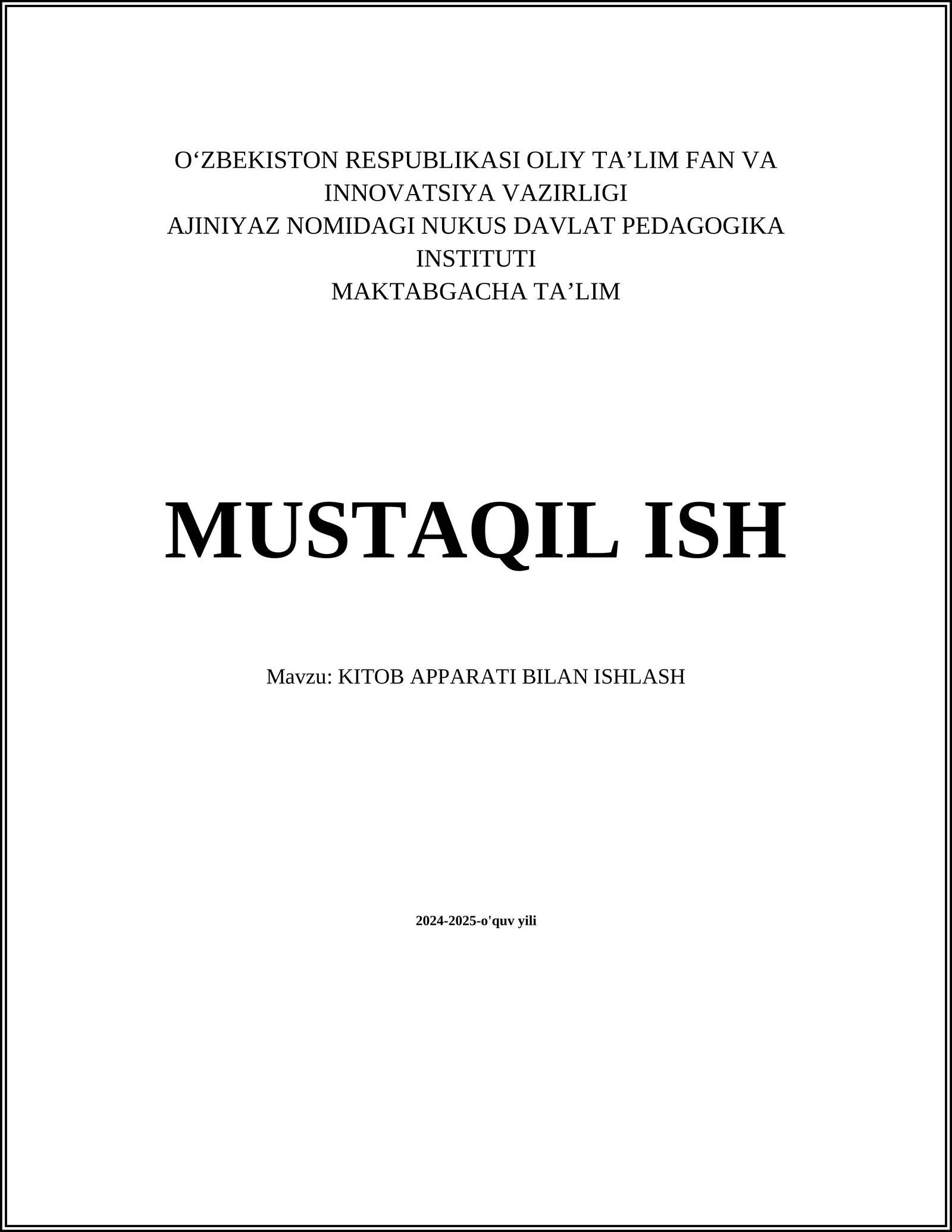 KITOB APPARATI BILAN ISHLASH