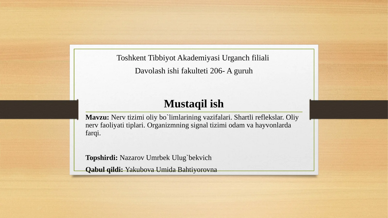 Nervtizimi oliy bo`limlar vazifalari