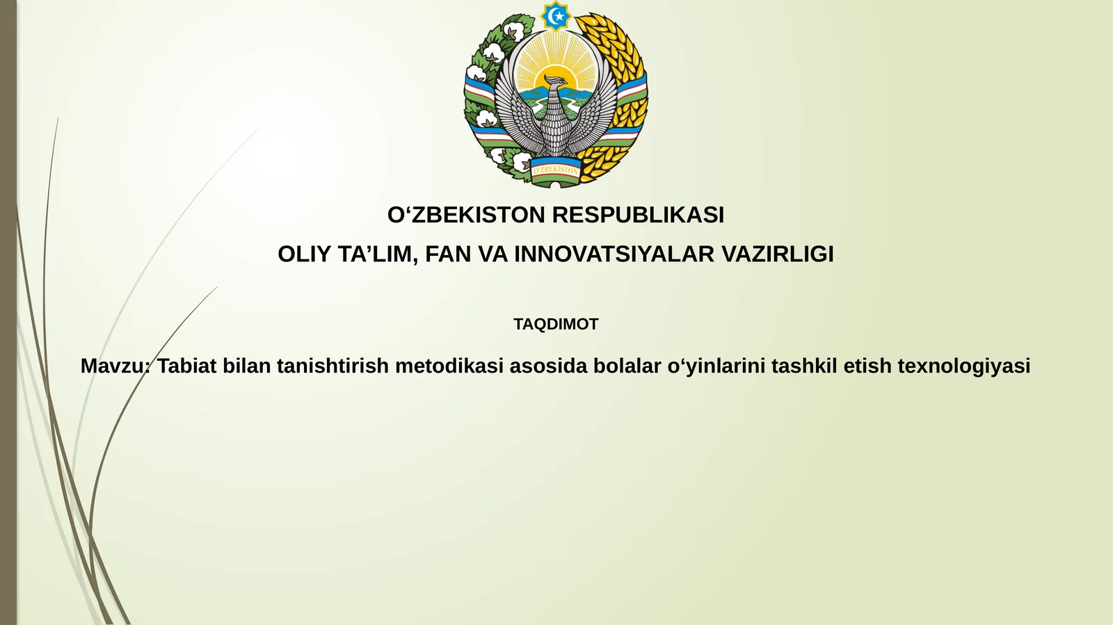 Tabiat bilan tanishtirish metodikasiga asosida bolalar o'yinlarini tashkil etish texnologiyasi