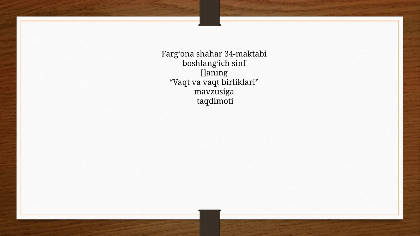 "Vaqt va vaqt birliklari"
