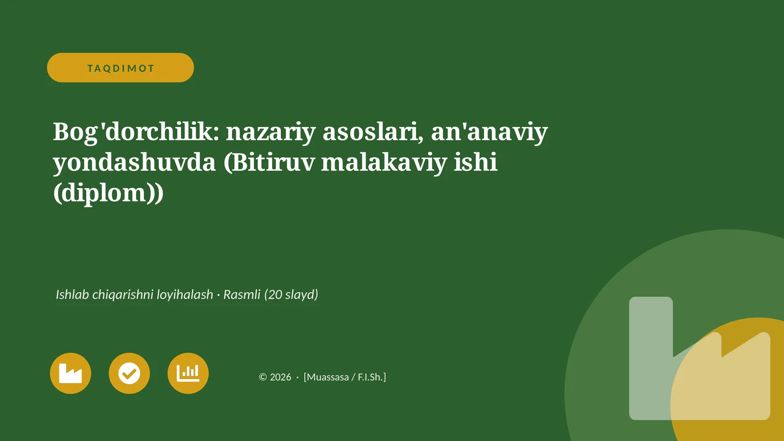 Bog'dorchilik: nazariy asoslari, an'anaviy yondashuvda (Bitiruv malakaviy ishi (diplom))