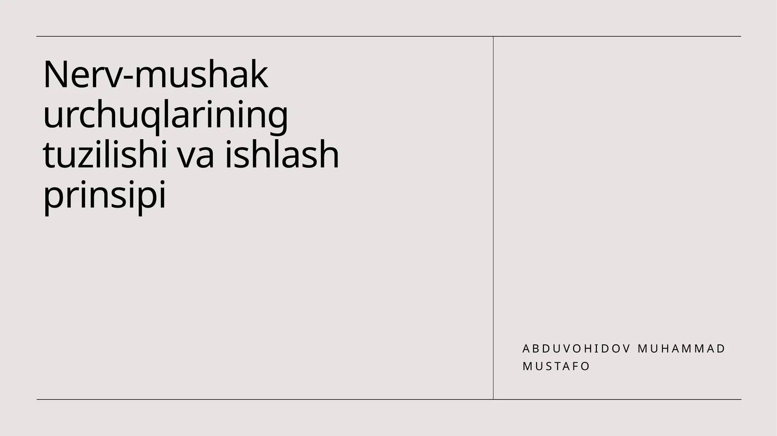Nerv-mushak urchuqlarining tuzilishi va ishlash prinsipi
