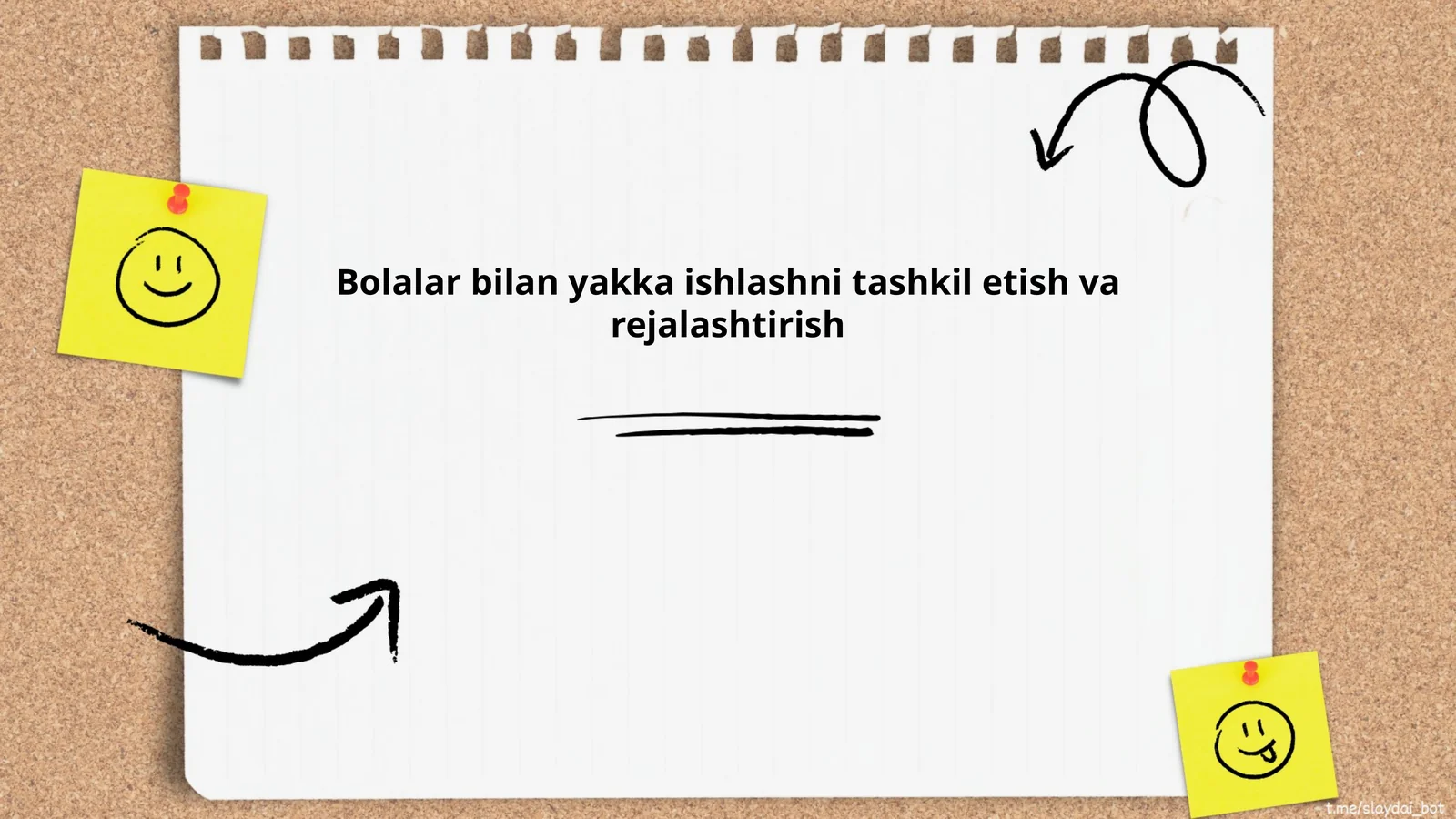 Bolalar bilan yakka ishlashni tashkil etish va rejalashtirish