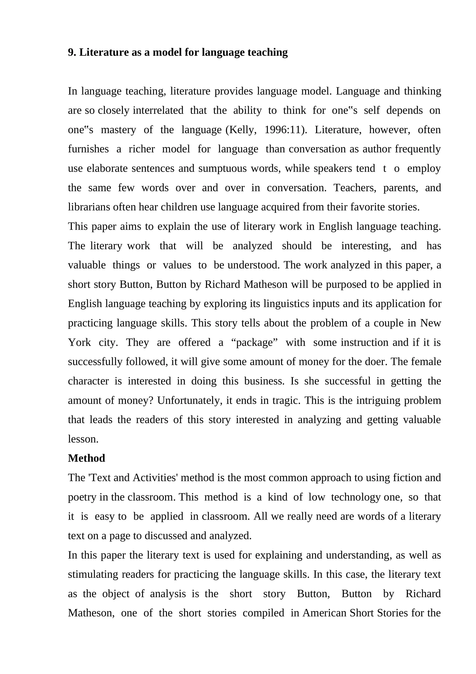 Literature as a model for language teaching