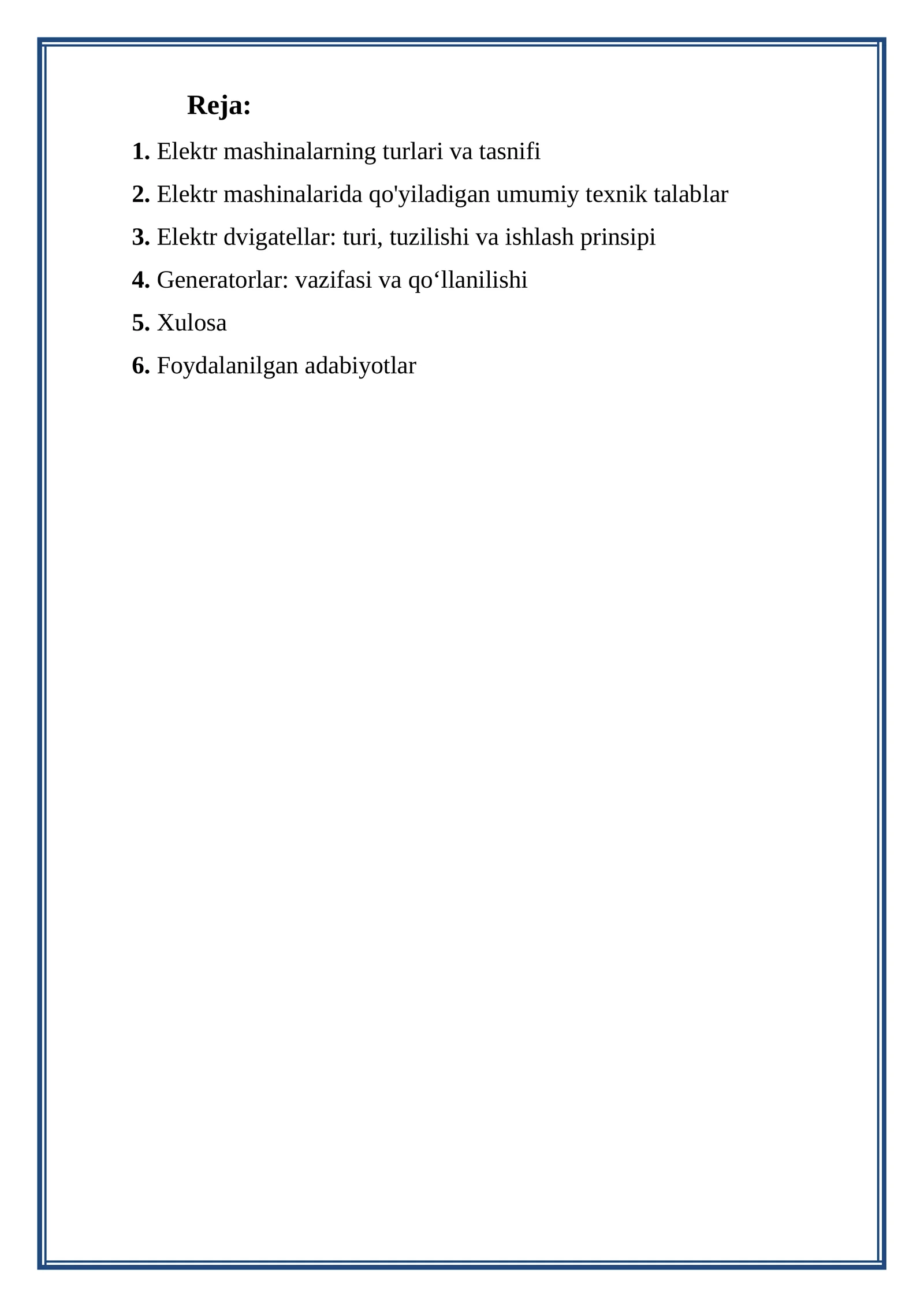 Elektr mashinalarning turlari va tasnifi