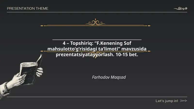 F.Kenening Sof mahsulotto’g’risidagi ta’limoti