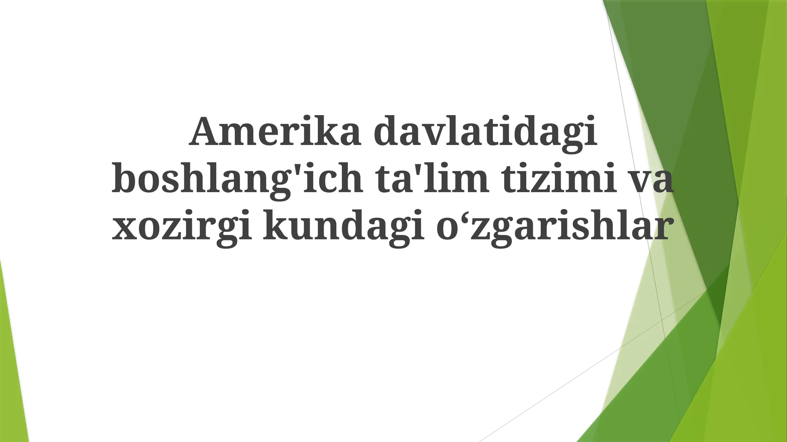 Amerika Qoʻshma Shtatlaridagi Boshlangʻich Taʼlim Tizimi
