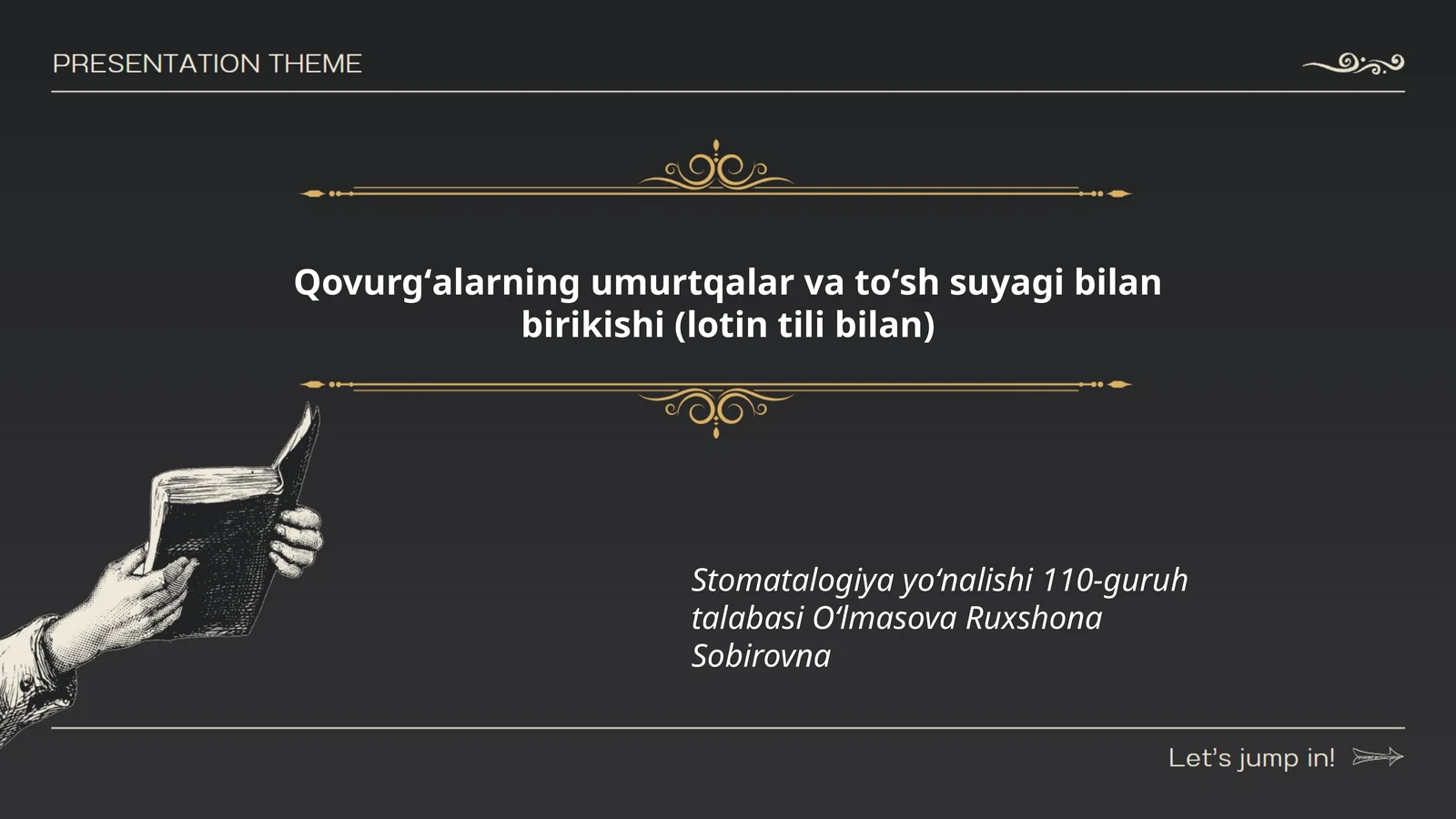 Qovurgʻalarning umurtqalar va toʻsh suyagi bilan birikishi (lotin tili bilan)