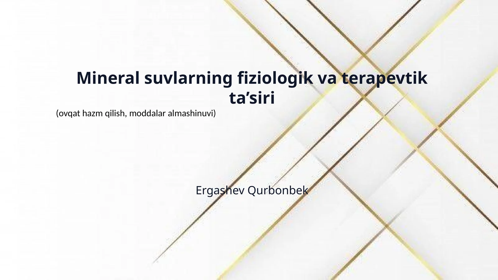 Mineral suvlarning fiziologik va terapevtik ta’siri