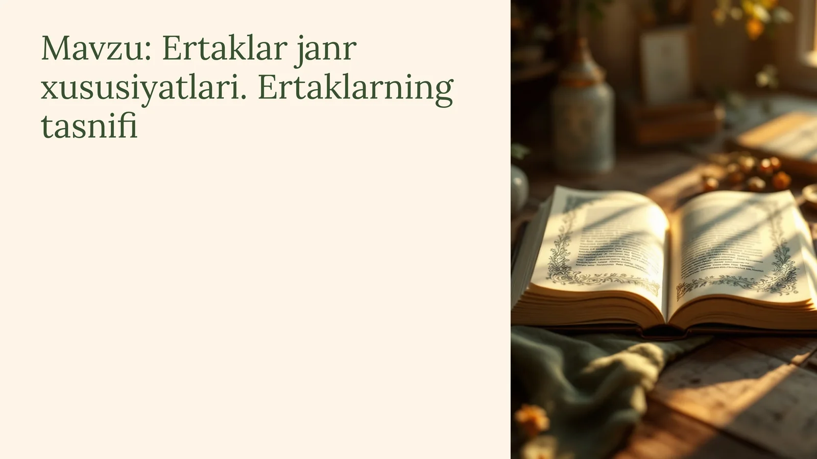 Ertaklar janr xususiyatlari