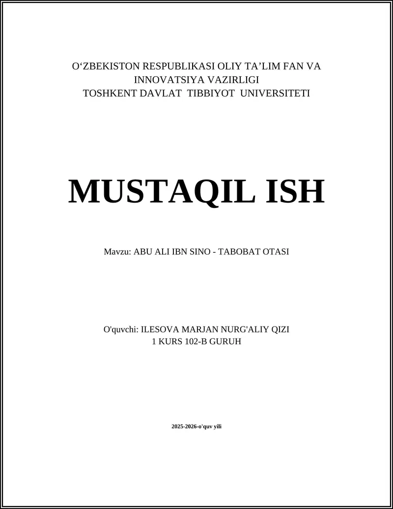 ABU ALI IBN SINO - TABOBAT OTASI