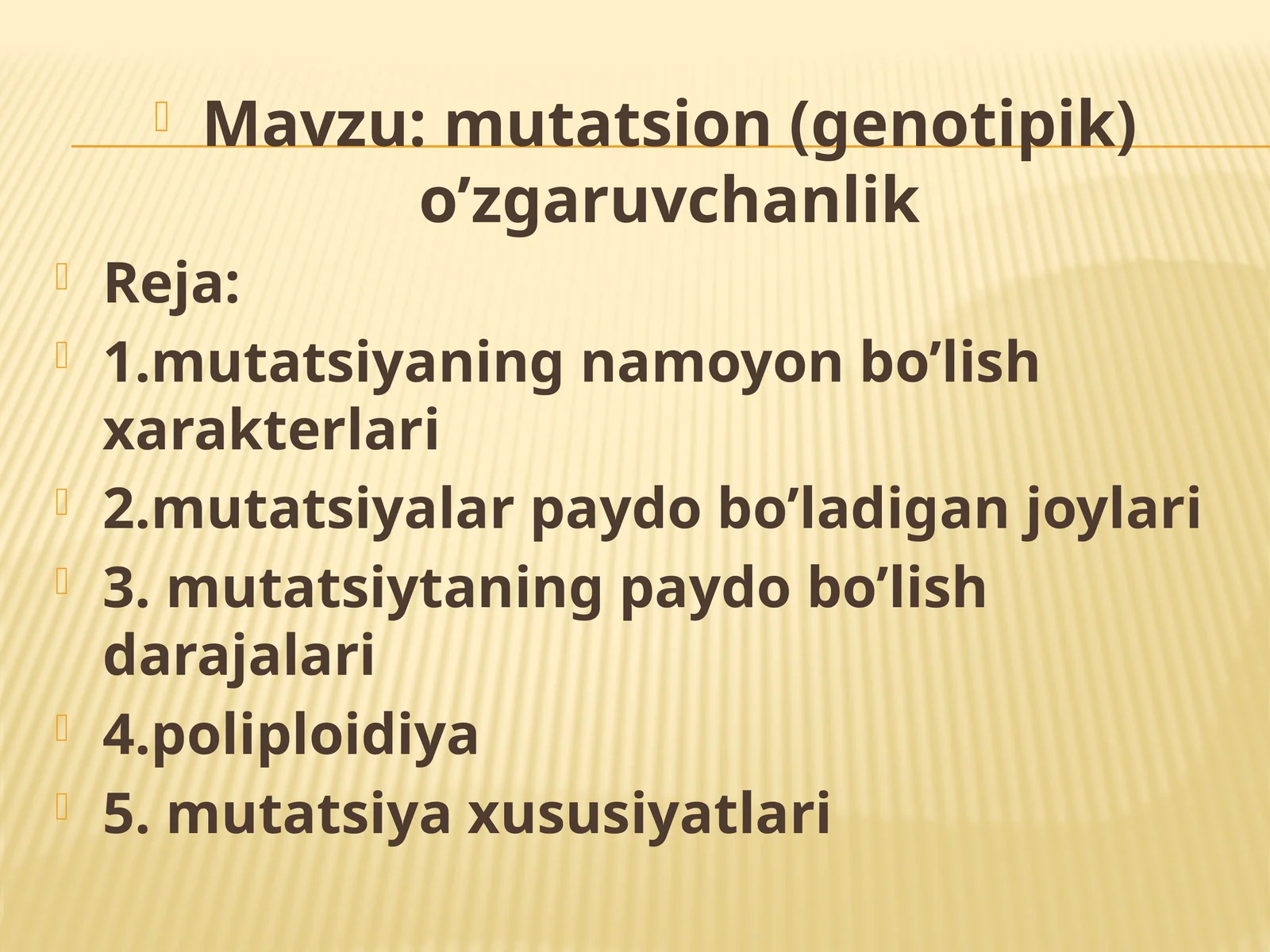 Mutatsiya (genetik) o'zgarishlar