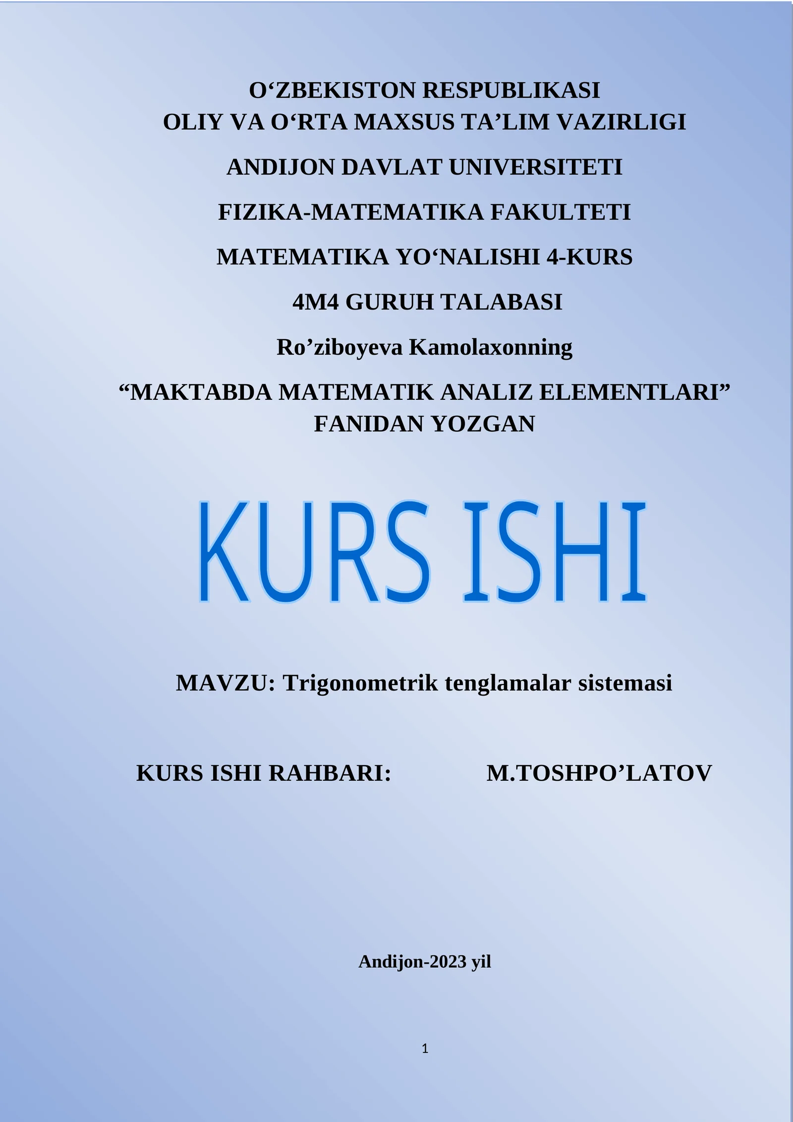 Trigonometrik tenglamalar sistemasi