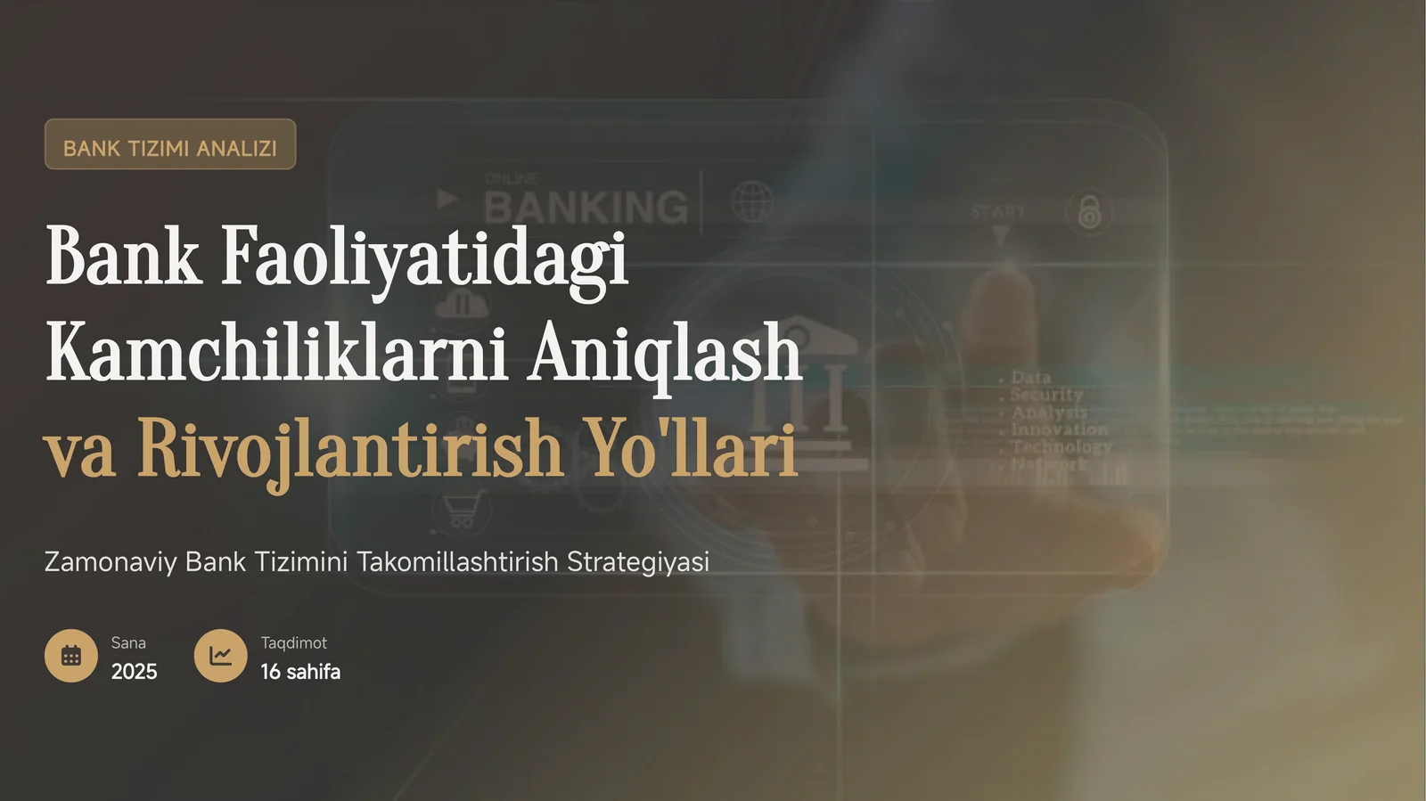 Bank Tizimini Takomillashtirish Strategiyasi