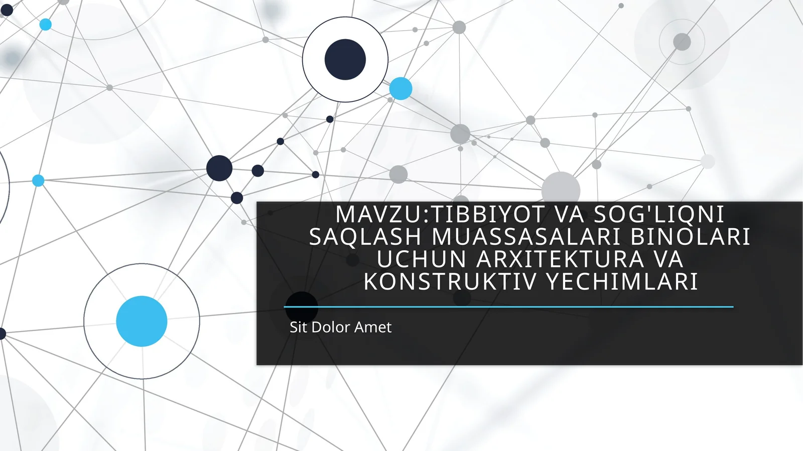 Tibbiyot va sog‘liqni saqlash muassasalari binolari uchun arxitektura va konstruktiv yechimlari