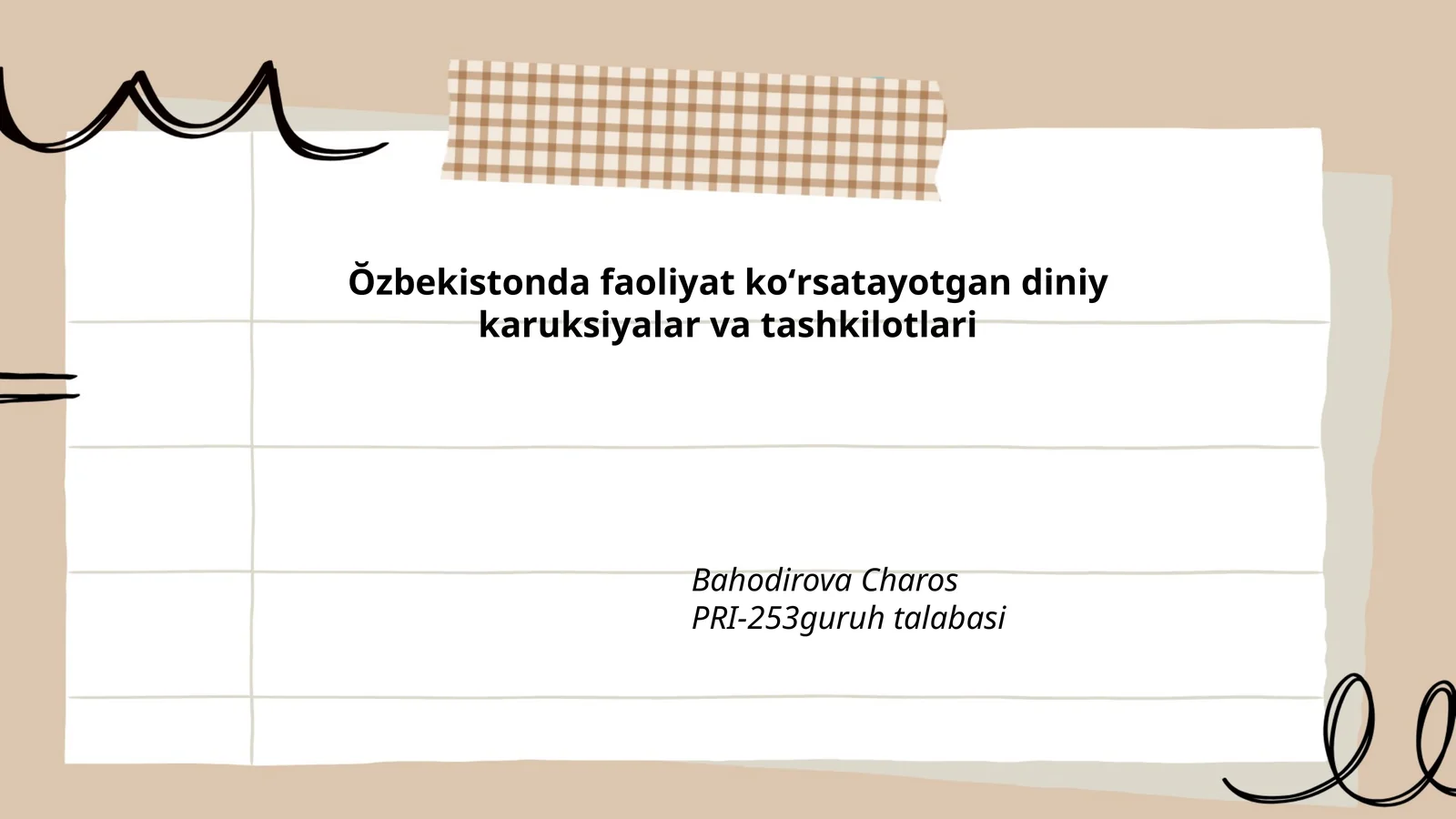 Ŏzbekistonda faoliyat koʻrsatayotgan diniy karuksiyalar va tashkilotlari
