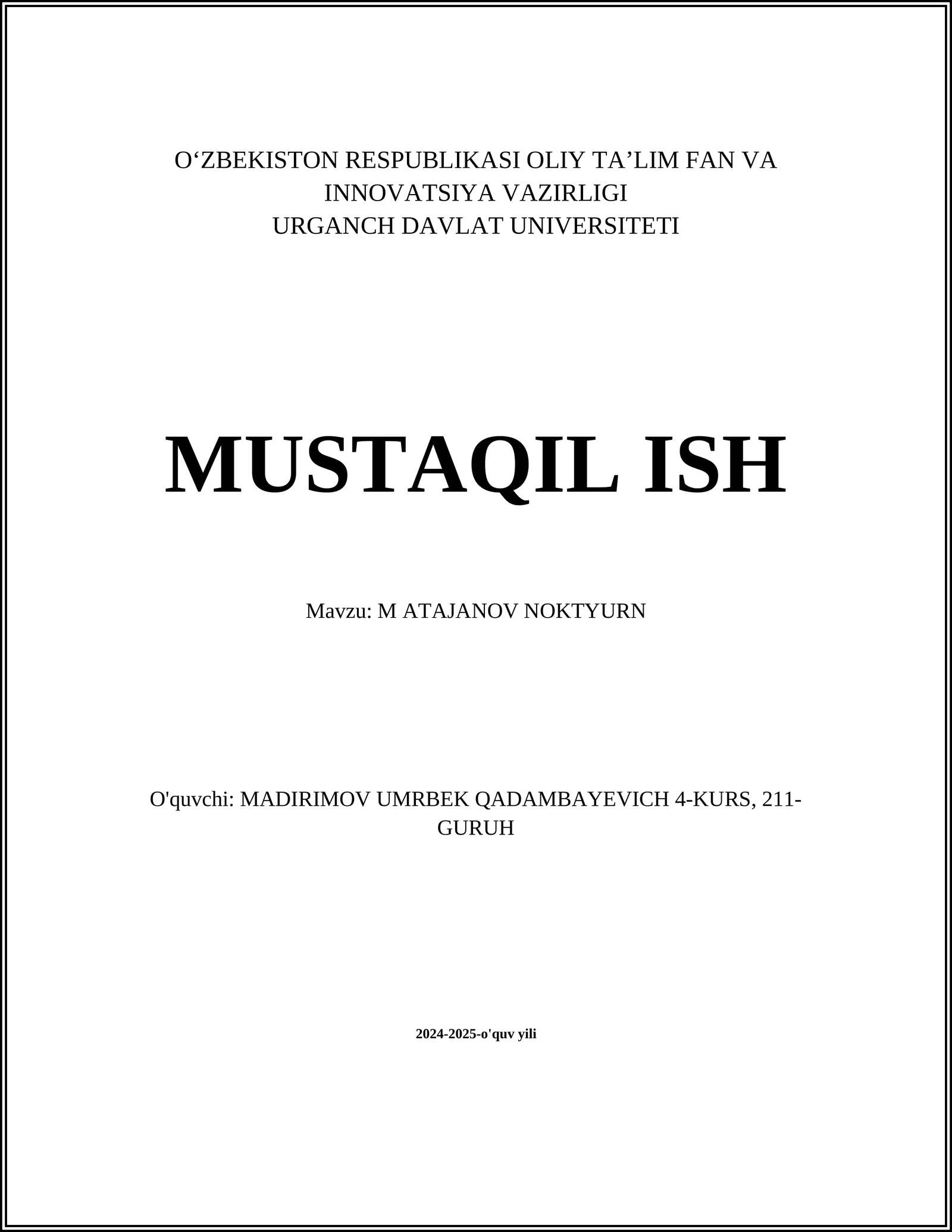 M ATAJANOV NOKTYURN
