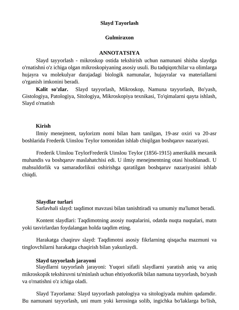 Slayd Tayorlash