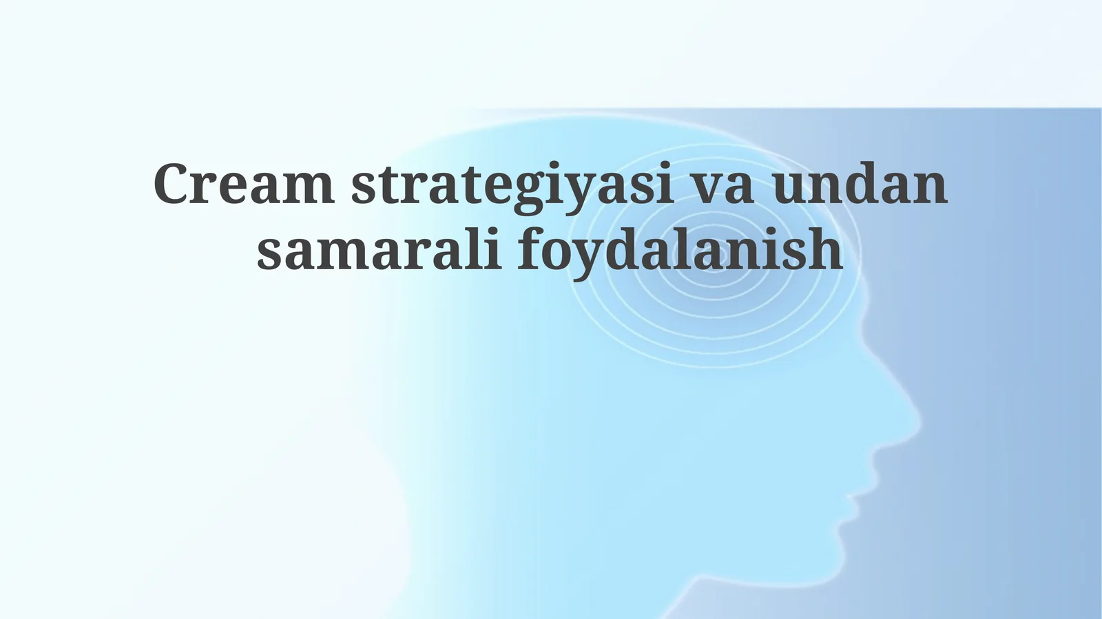 Creamstrategiyasivaundansamaralifoydalanish