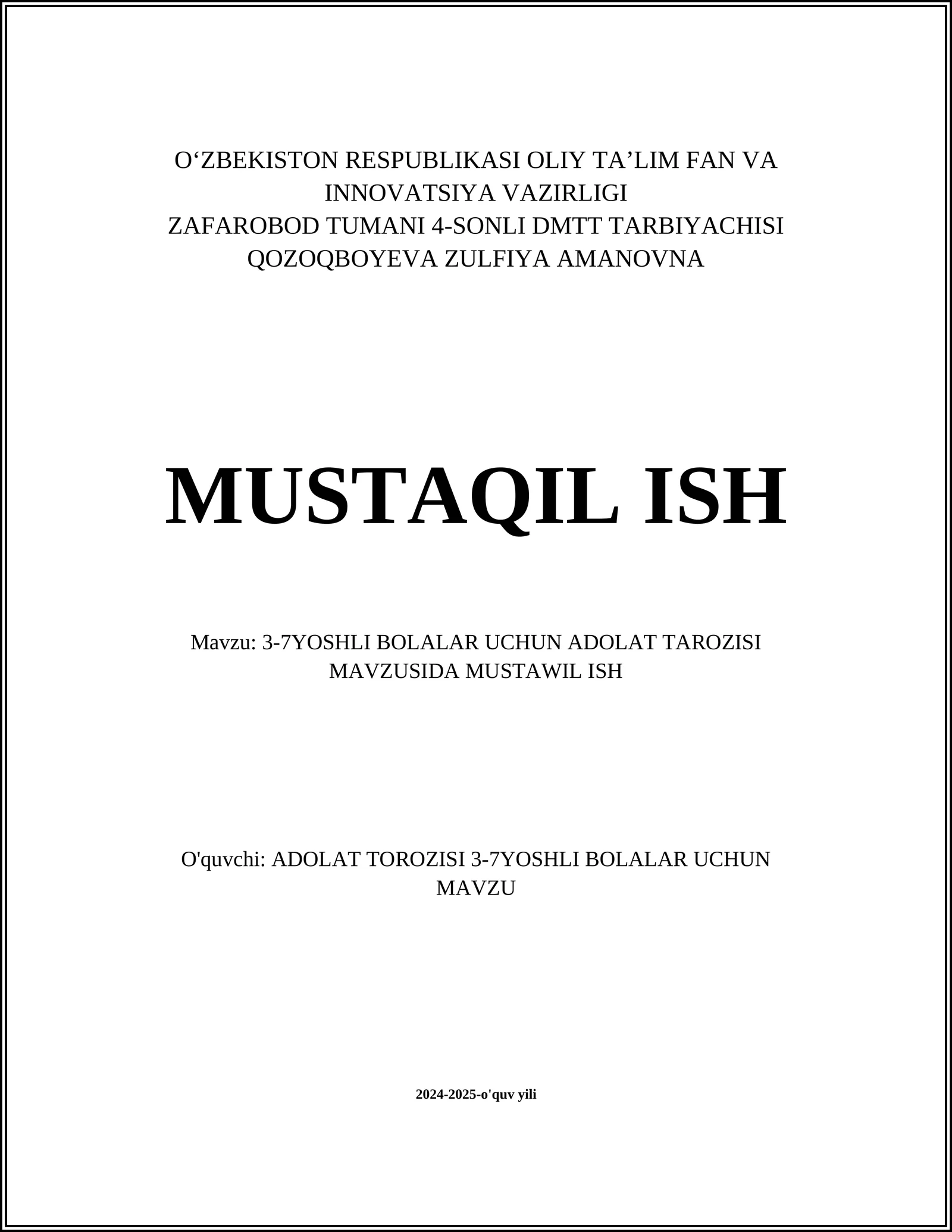 ADOLAT TAROZISI UCHUN REJALAR