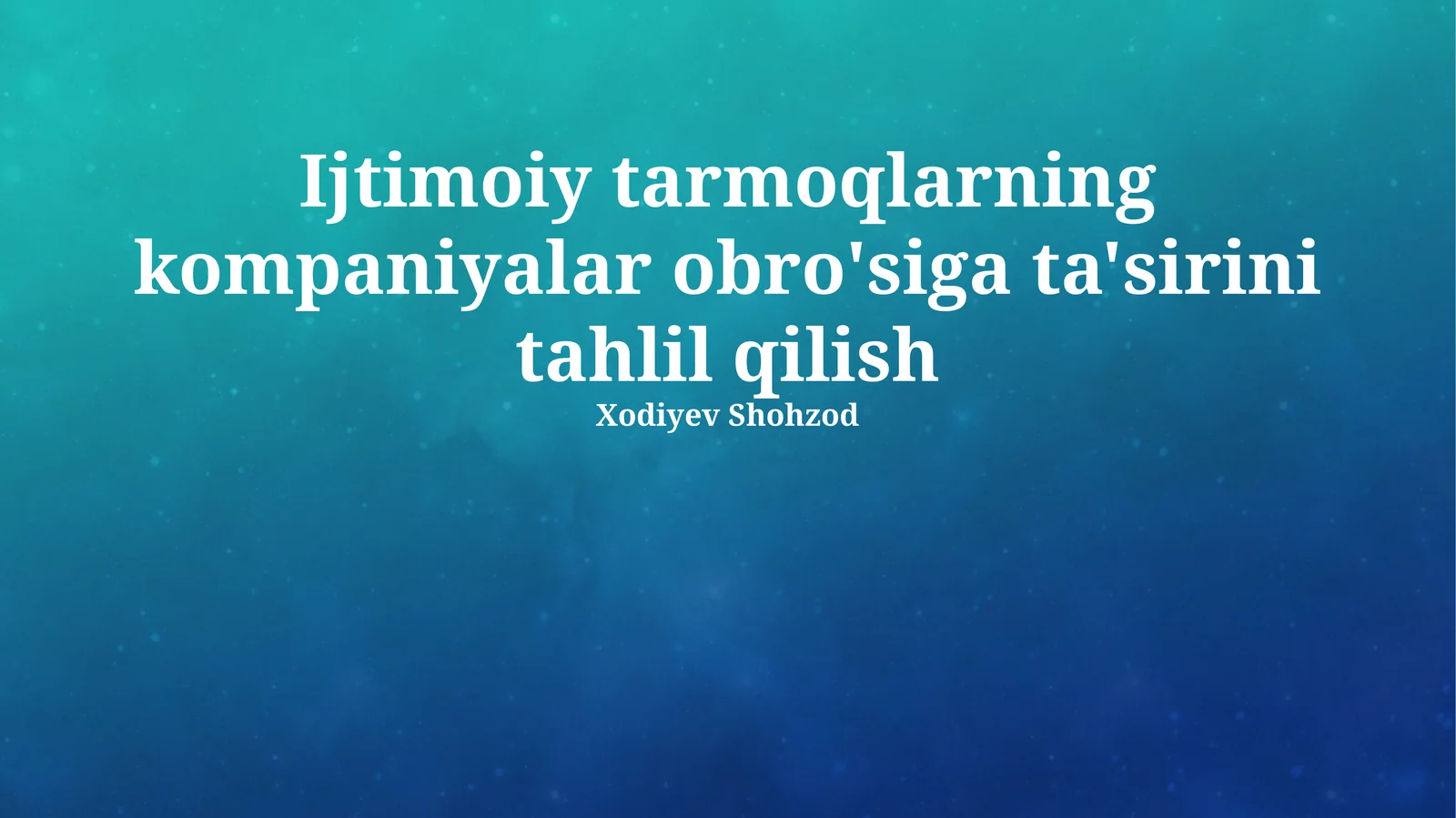 Ijtimoiy tarmoqlarning kompaniyalar obro'siga ta'sirini tahlil qilish