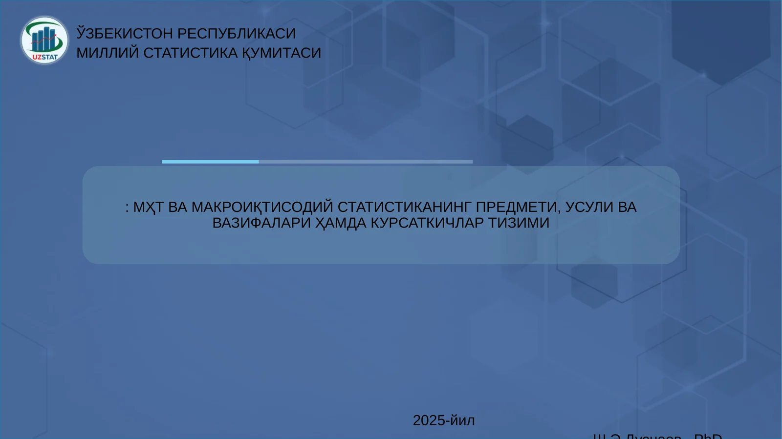 МҲТ ВА МАКРОИҚТИСОДИЙ СТАТИСТИКАНИНГ ПРЕДМЕТИ, УСУЛИ ВА ВАЗИФАЛАРИ ҲАМДА КУРСАТКИЧЛАР ТИЗИМИ