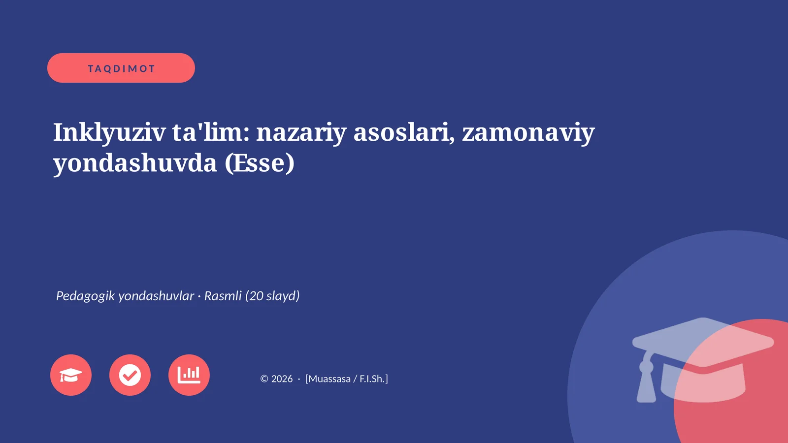 Inklyuziv ta'lim: nazariy asoslari, zamonaviy yondashuvda (Esse)