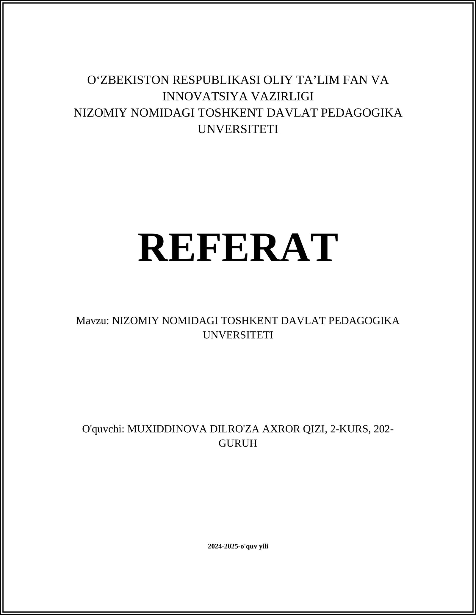 Nizomiy nomidagi Toshkent davlat pedagogika universiteti