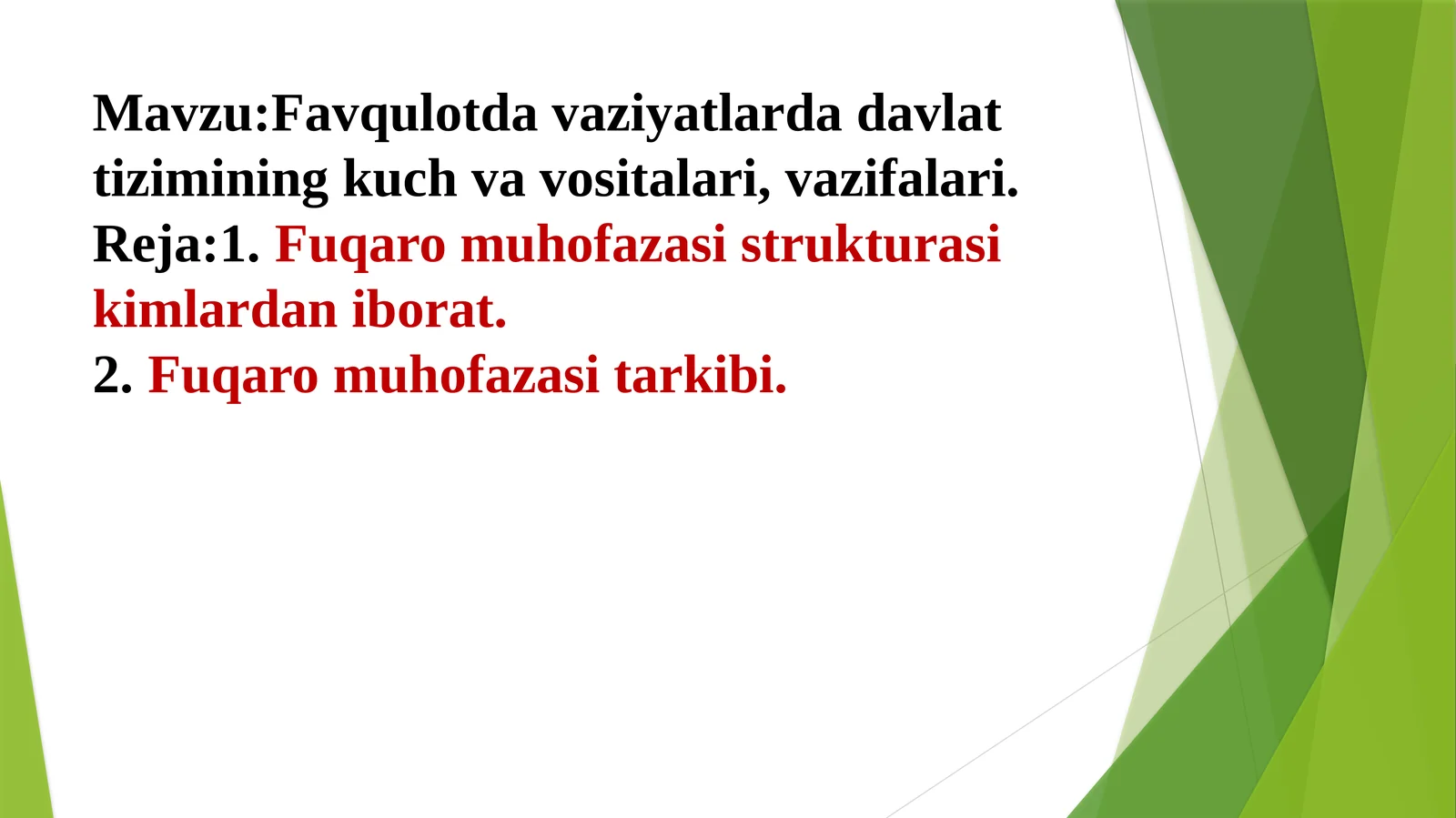 Favqulotdavaziyatlardadavlattiziminingkuchvavositalari,vazifalari