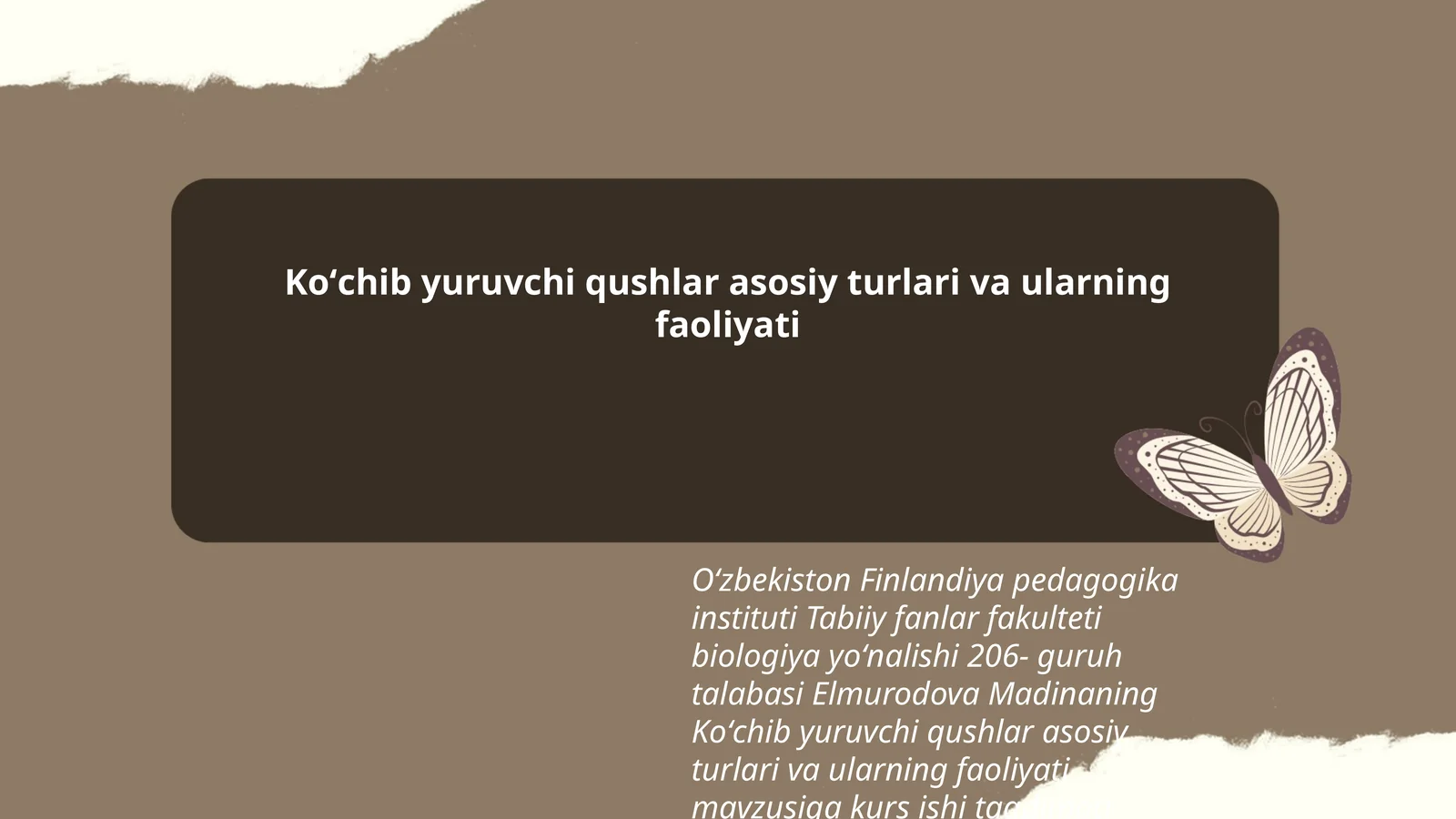 Koʻchib yuruvchi qushlar asosiy turlari va ularning faoliyati
