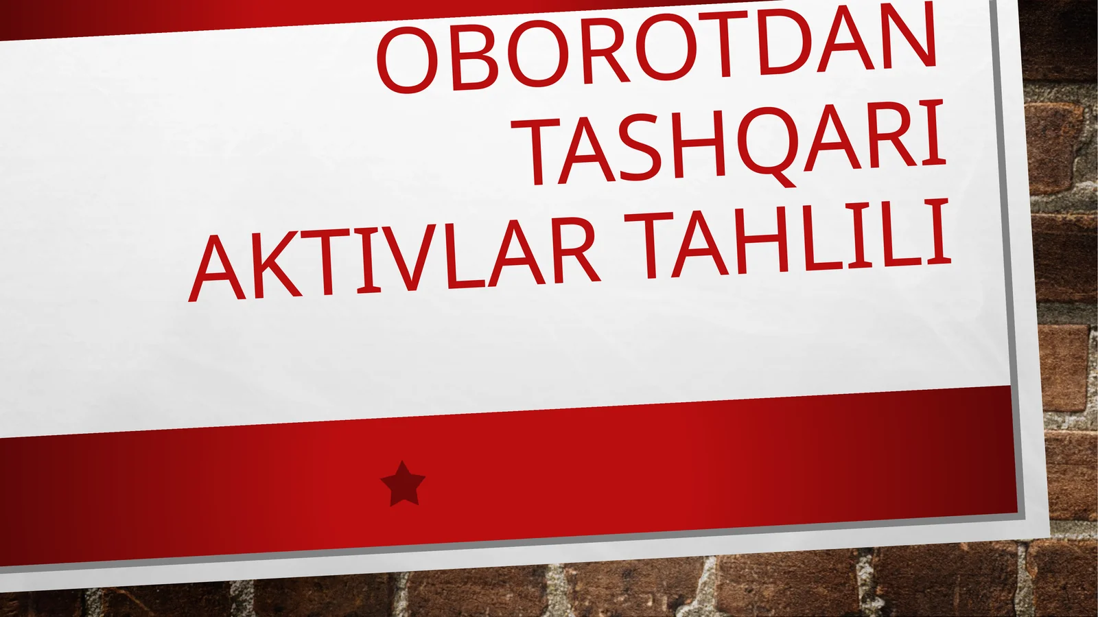 asosiy vositalar va boshqa oborotdan tashqari aktivlar tahlili