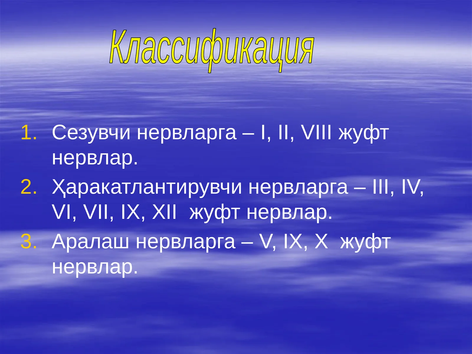 12 juft bosh miya nervlari