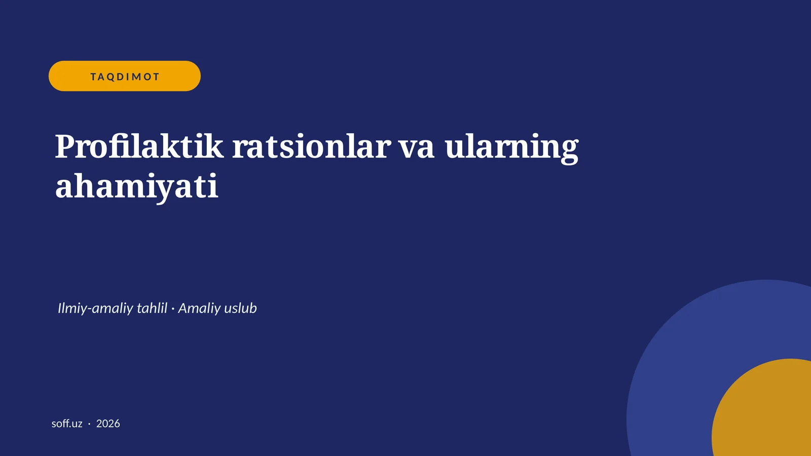 Profilaktik ratsionlar va ularning ahamiyati