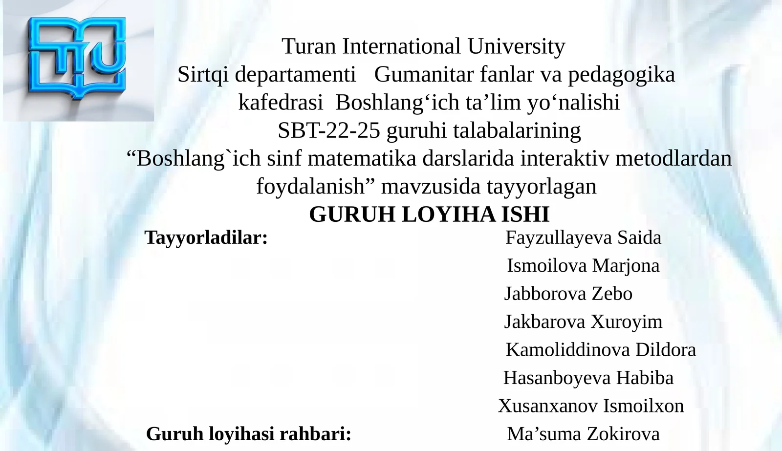 Boshlang'ich sinf matematik darslarida interaktiv metodlardan foydalanish