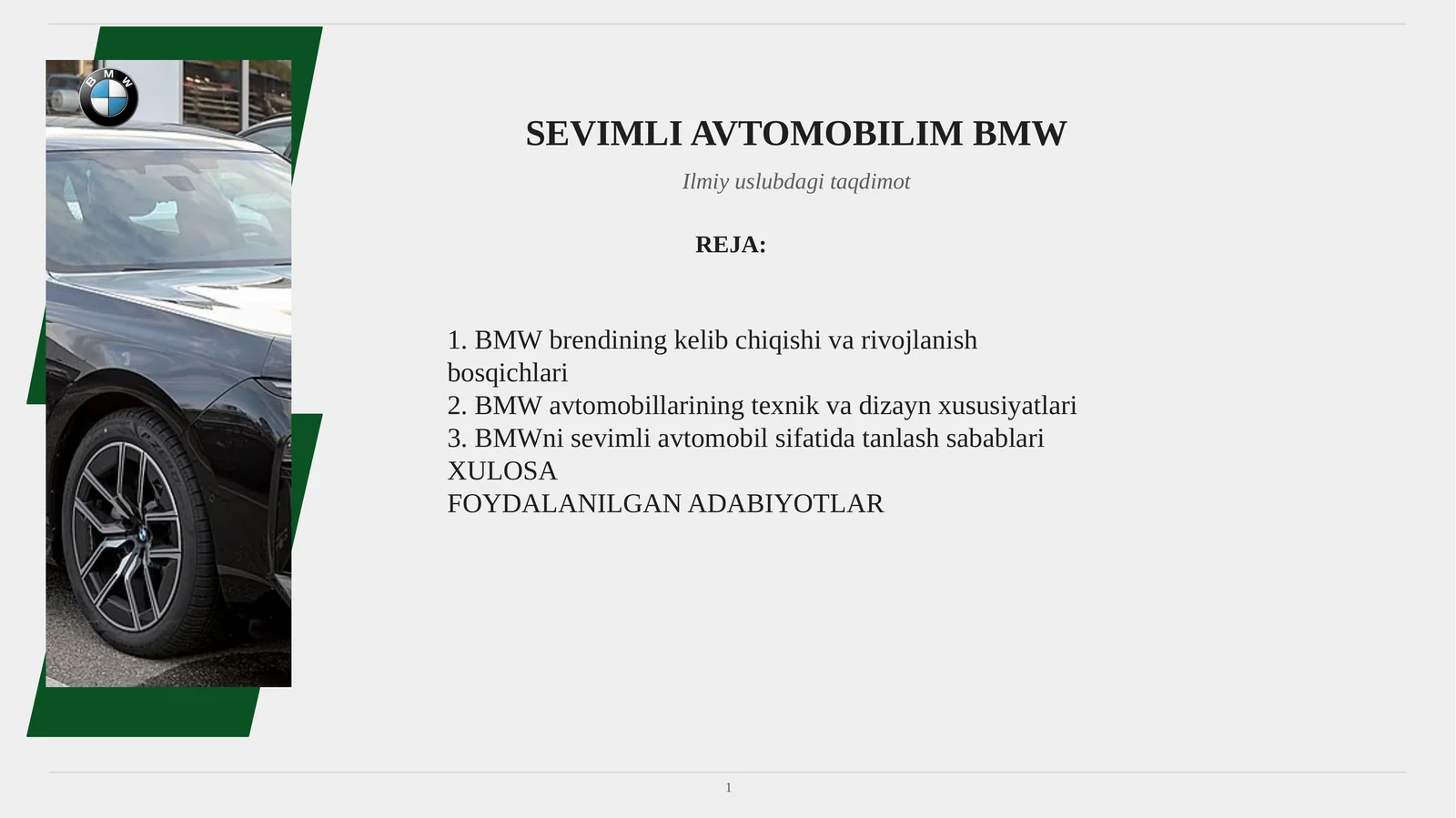SEVIMLI AVTOMOBILIM BMW