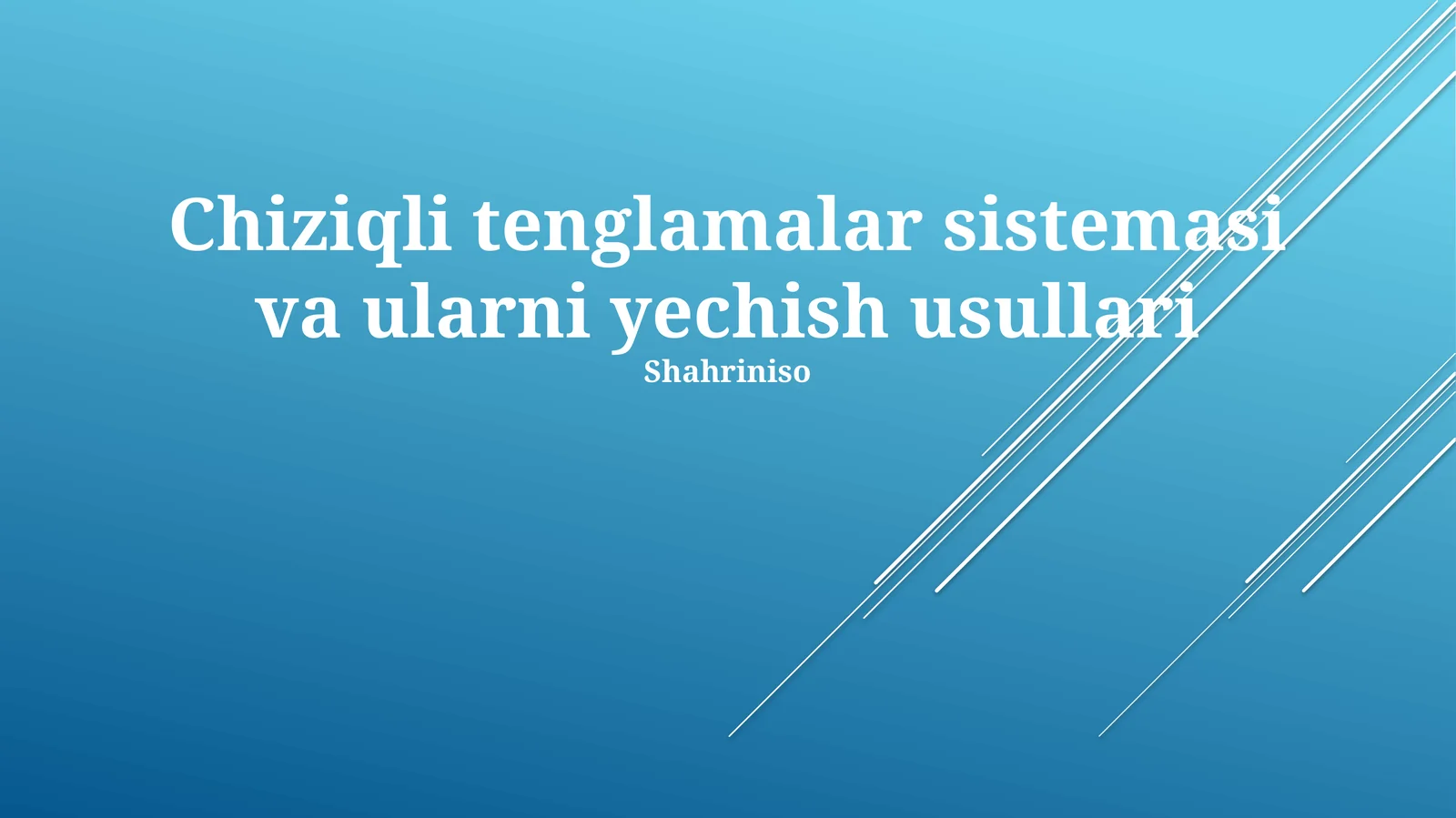 Chiziqli tenglamalar sistemasi va ularni yechish usullari