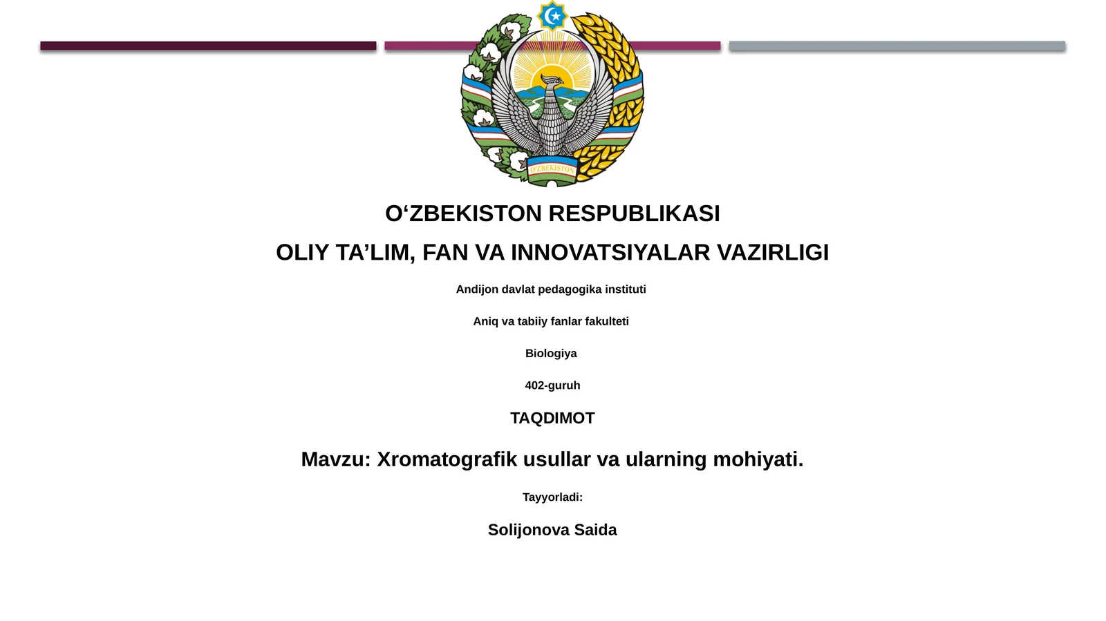 Xromatografik usullar va ularning mohiyati