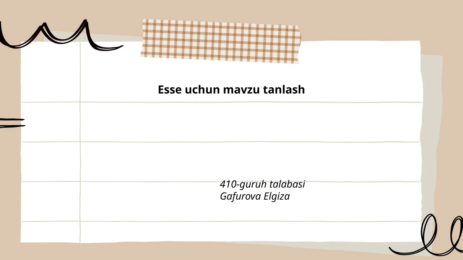 Esse uchun mavzu tanlash