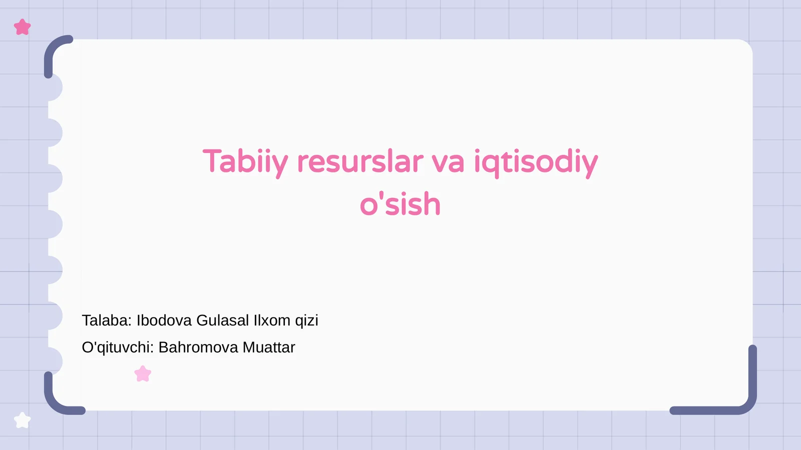 Tabiiy resurslar va iqtisodiy o'sish