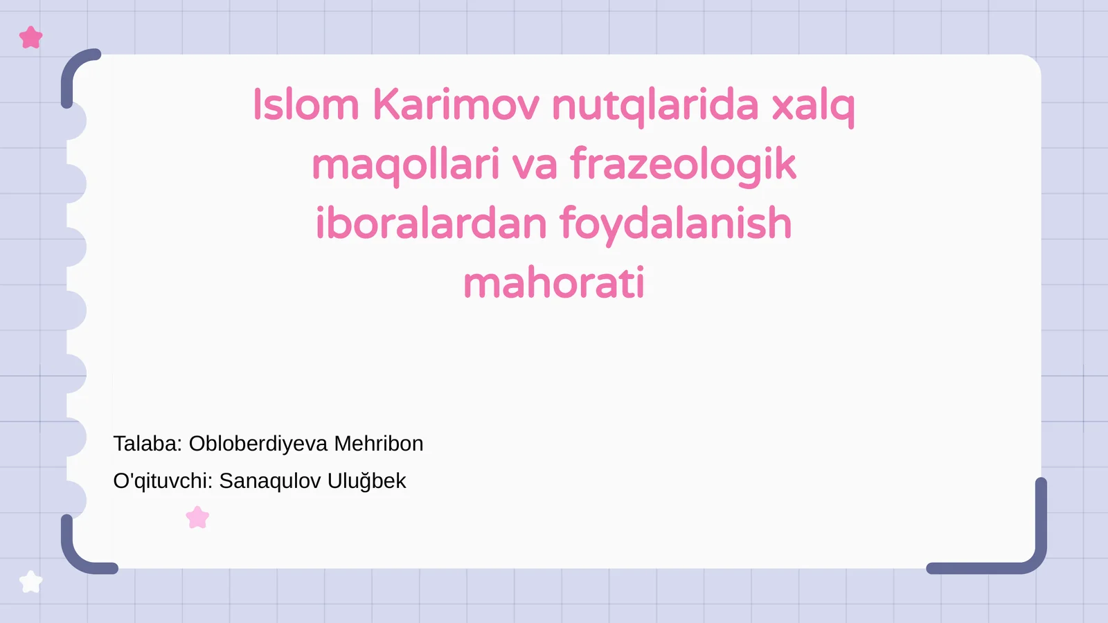 Islom Karimov nutqlarida xalq maqollari va frazeologik iboralardan foydalanish mahorati