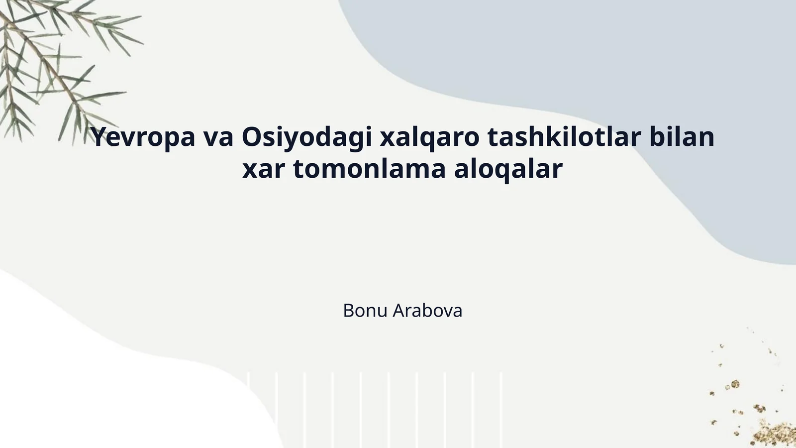 Yevropa va Osiyodagi xalqaro tashkilotlar bilan xar tomonlama aloqalar