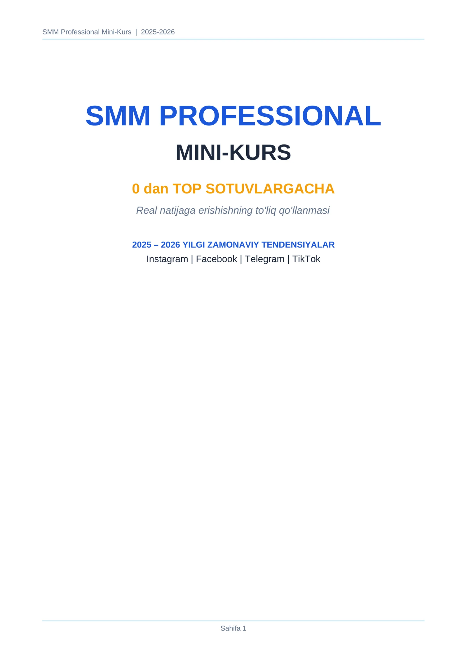 SMM Ptofessional Mini kurs