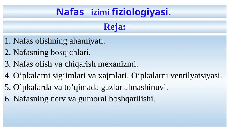 Nafas olishning ahamiyati