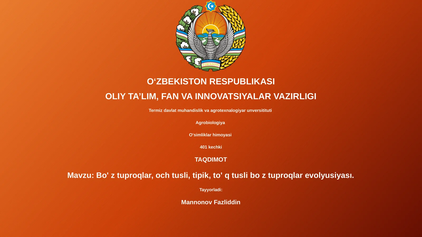 Bo' z tuproqlar, och tusli, tipik, to' q tusli bo z tuproqlar evolyusiyası