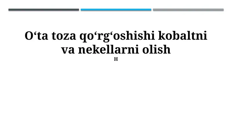 Qoʻrgʻoshindan kobalt va nikel ajratish usullari