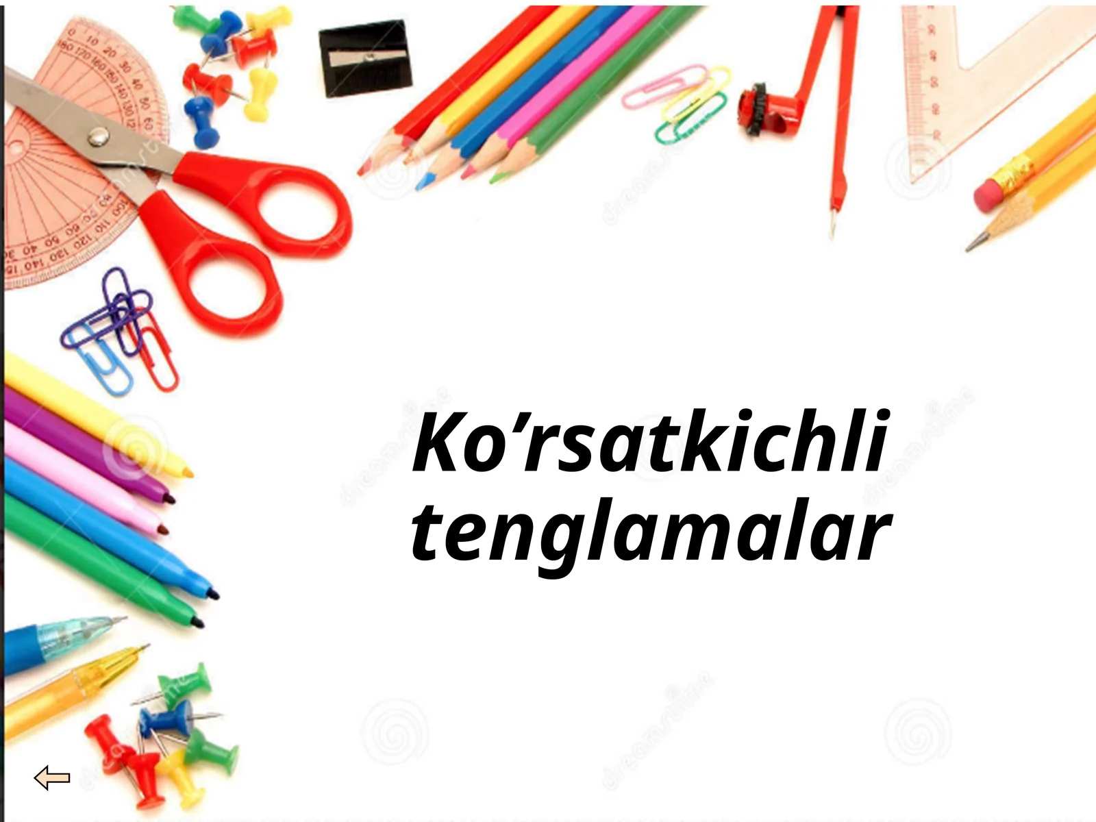 Ko’rsatkichli  tenglamalar